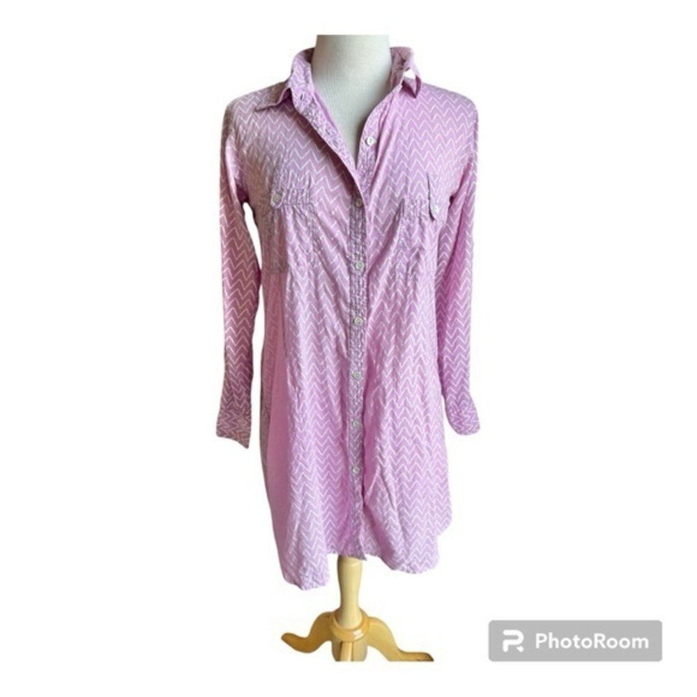 Roberta Roller Rabbit chevron lavender cotton shirt dress small